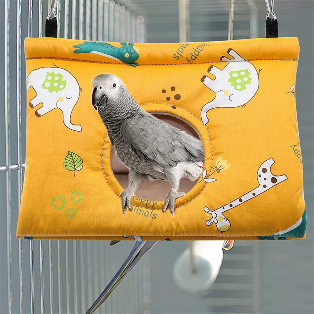 Winter Warm Bird Nest House Parrot Hanging Hammock Velvet Shed Hut Finch Cage Plush Birds Hideaway Pet Sleeping Bed Perch Swing — image 5