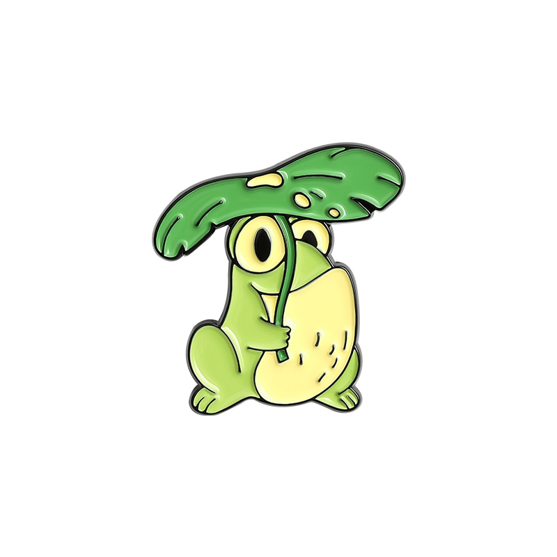 Quack Enamel Pin Custom Frog Lotus Leaf Brooches Bag Lapel Pin Cartoon Animal Badge Jewelry Gift for Kids Friends — image 7