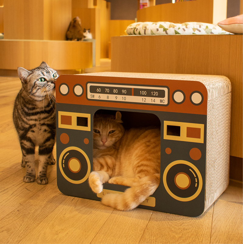Tablero de Rasguñar para Gatos con Radio/Televisor - Casa de Rasguño para Felinos — imagen 2
