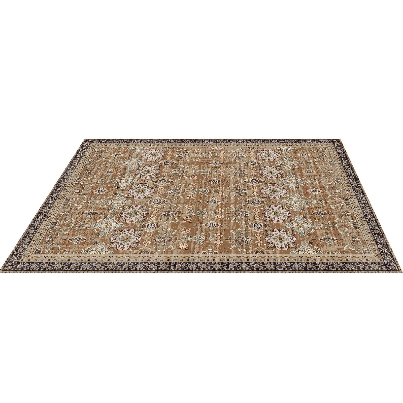 Area Rug, 7.5 X 9.5 Ft Large Washable Rug, Non-Slip And Tear-Resistant Soft Carpet, Pet & Child Friendly Vintage Area Rugs, Indoor Mat For Bedroom, Living Room, Office, Entryway, Brown Green — imagen 1