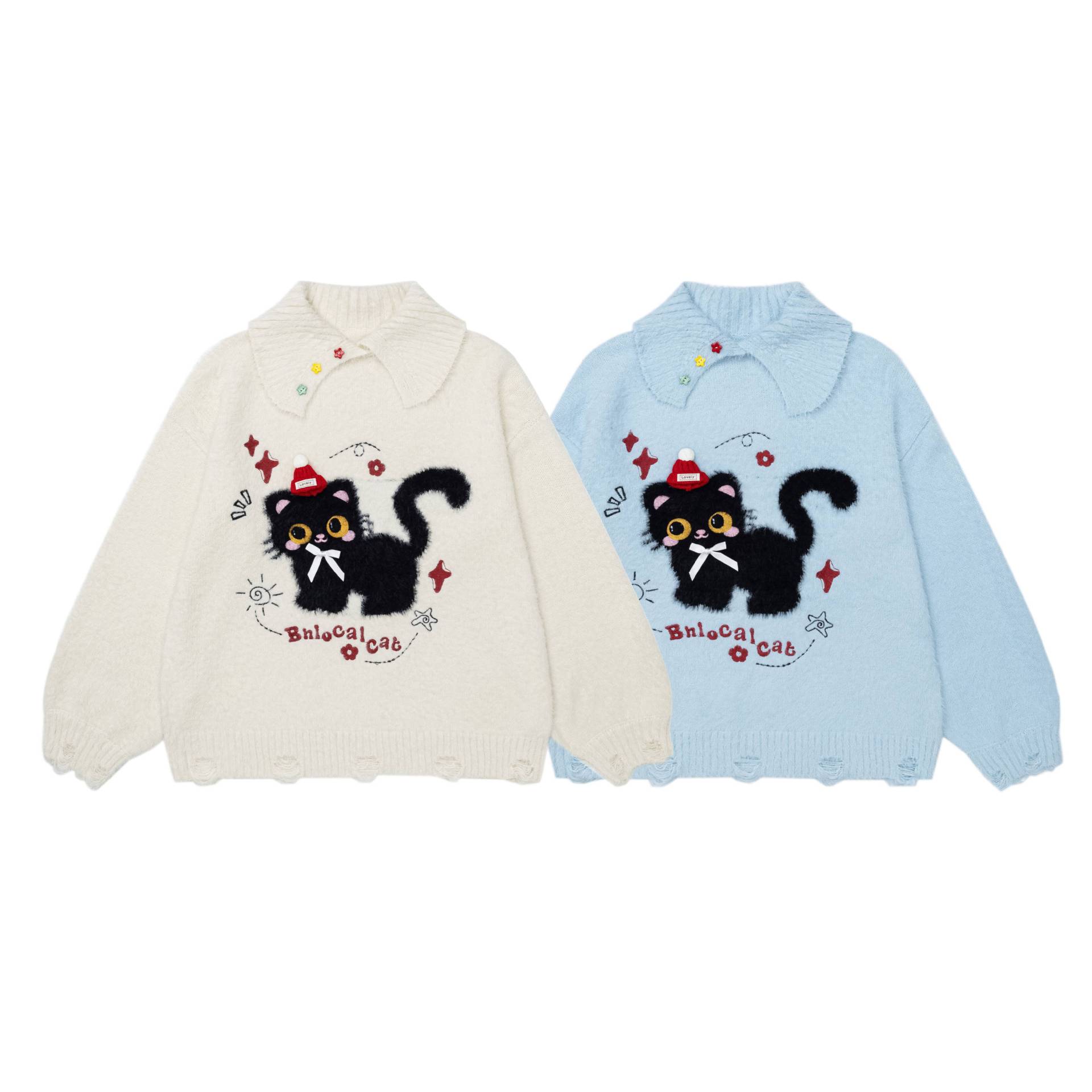 Plush little black cat sweater — image 6