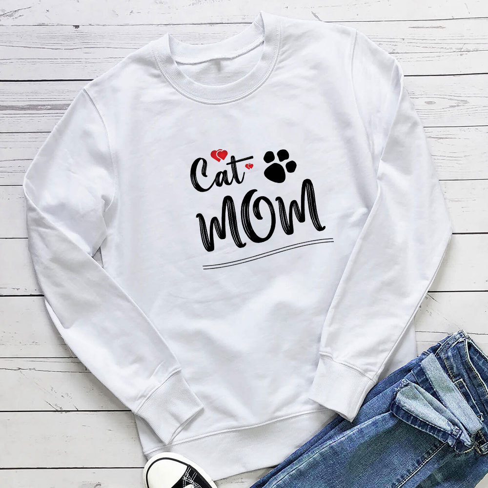 Cat Mom letter cat paw print hoodie — image 3
