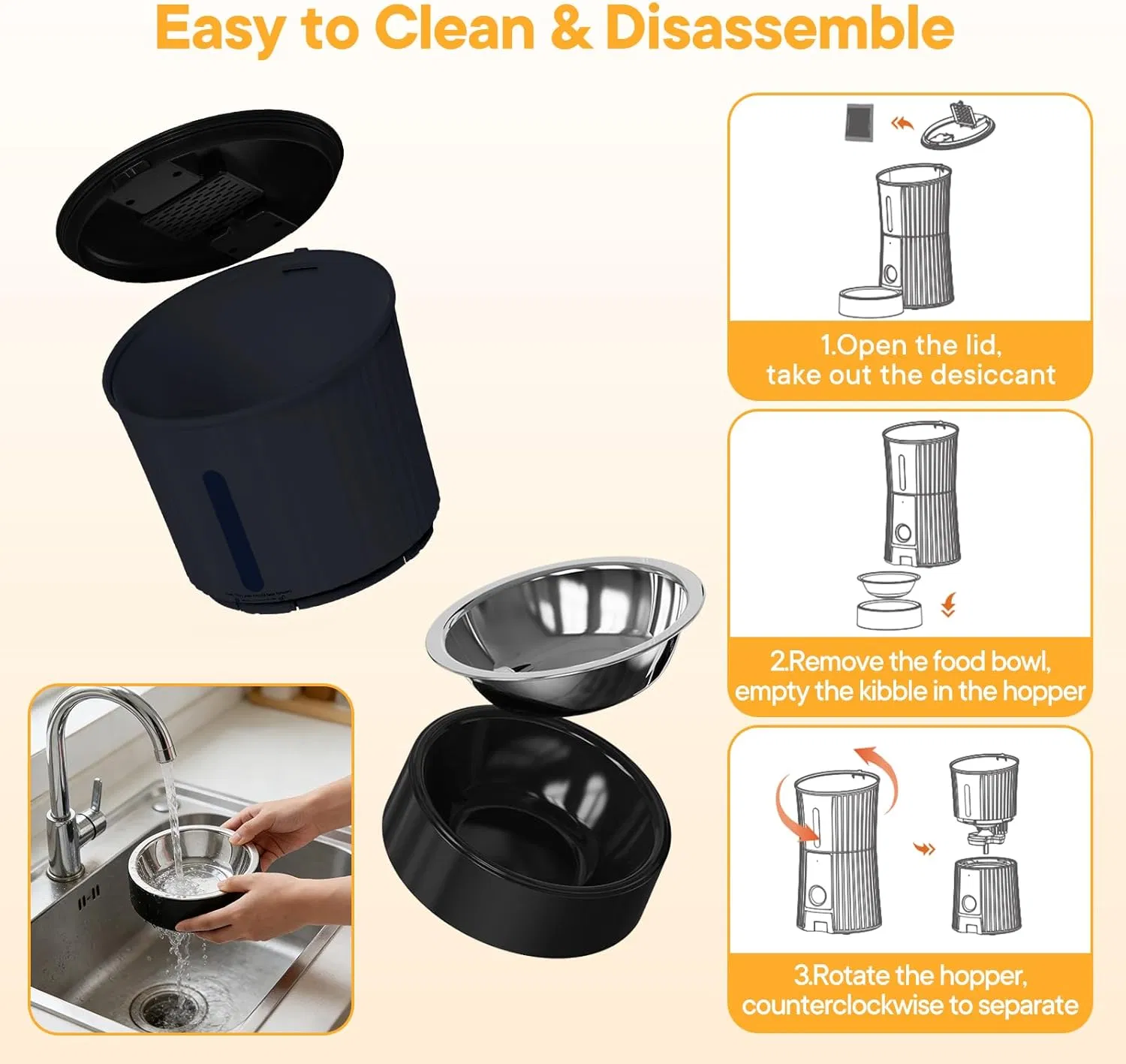Intelligent feeder, equipped with WiFi application control function, a 4-liter capacity intelligent pet food dispenser specifically for cats and dog — image 4