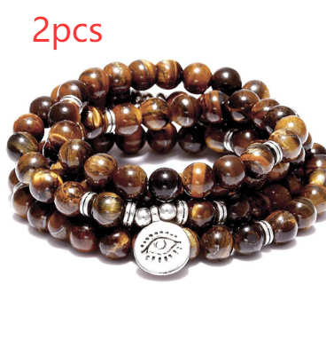 Amazon Stone Tiger Eye Stone Bracelet Necklace 108 Buddha Beads Lotus Bracelet — image 12