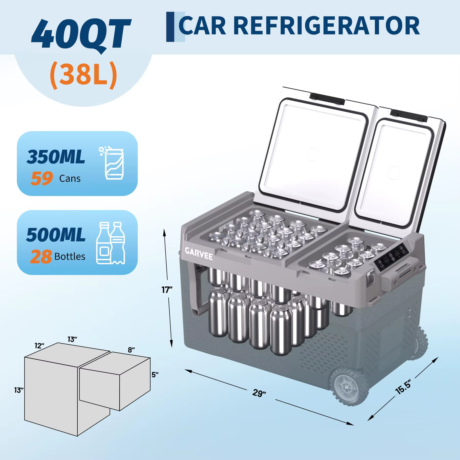 Dual Zone Car Refrigerator 40QT 38L Portable Freezer Compressor Electric Cooler Rapid Freezing Minus 4F To 68F 12V 24V Can Internal Battery Not Included — image 2