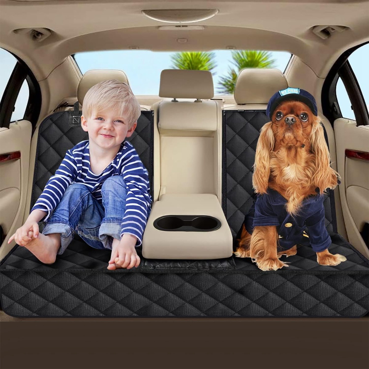 Funda de Asiento Trasero para Perro Impermeable y Resistente a Rasguños, Protector Trasero para Mascotas, con Cinturón de Seguridad para Perro, para Auto Camioneta SUV — imagen 7