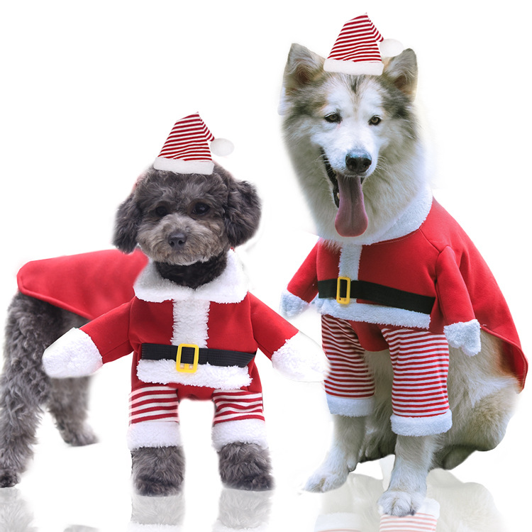 Small medium and large dogs Christmas pet supplies clothes teddy bears cotton coats — image 6