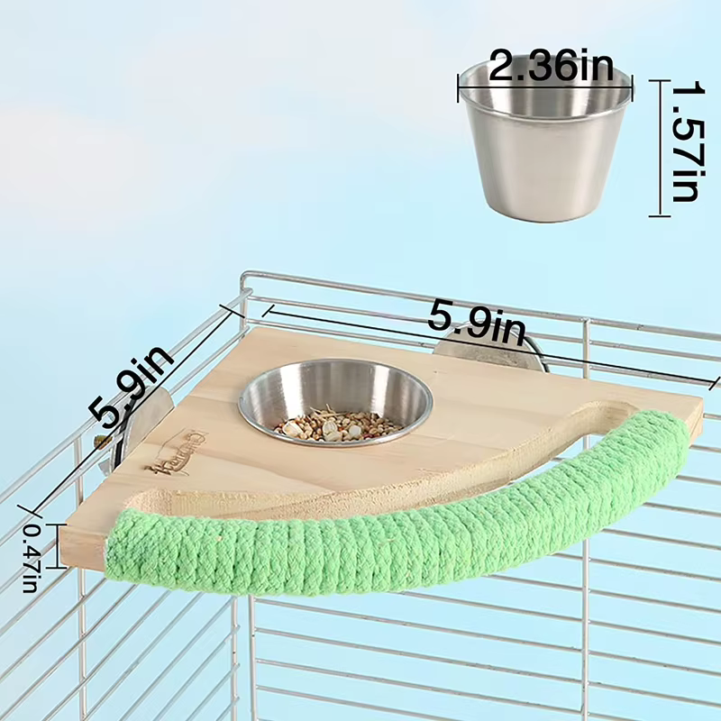 Perchas para Áviles - Soporte de Cárcel con Tazón de Aluminio Inoxidable para Papagayos y Colibris — imagen 2