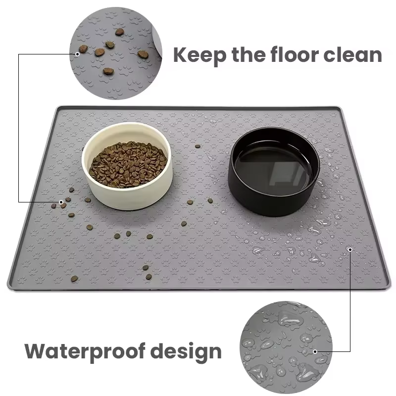 Tazones de 3 en 1 con Matriz de Almohadilla de Silicón para Comida, Pico y Agua con Tiltado de 15°, Mesa Elevada de Madera con 3 Tazones de Acero Inoxidable para Gatos y Perros — imagen 3