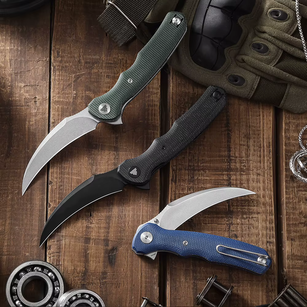 TRIVISA Lacerta-04B EDC Pocket Folding Knife 14C28N Blade Micarta Handle, Camping Hunting Fishing Outdoor Tools — image 6
