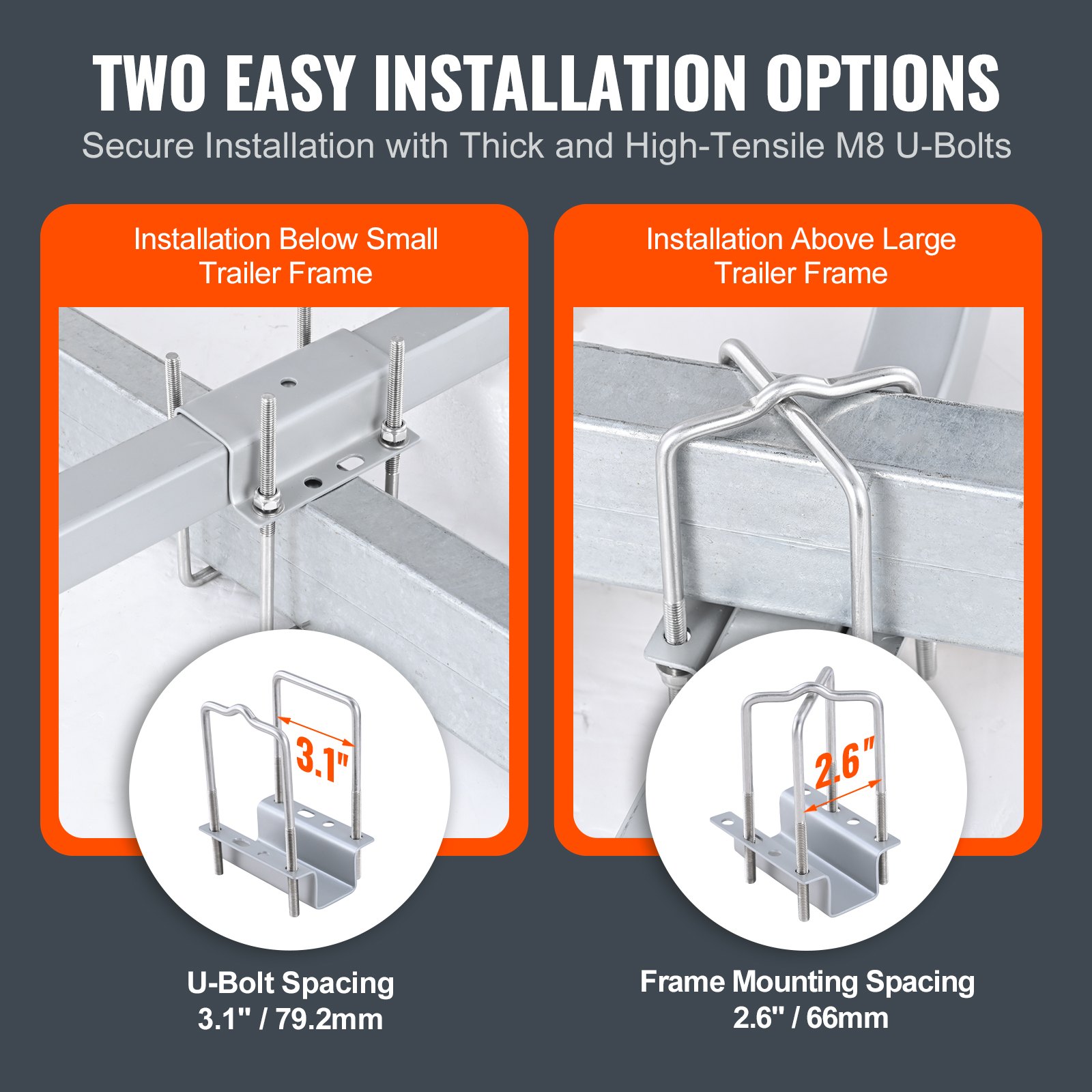 VEVOR Marine Trailer Guide Set, 60Flexibly Adjustable, Dual Rust-Resistant Steel Supports With PVC Covering, Ideal For Ski, Fishing, And Sailboat Transport, 2-Piece Kit — image 4
