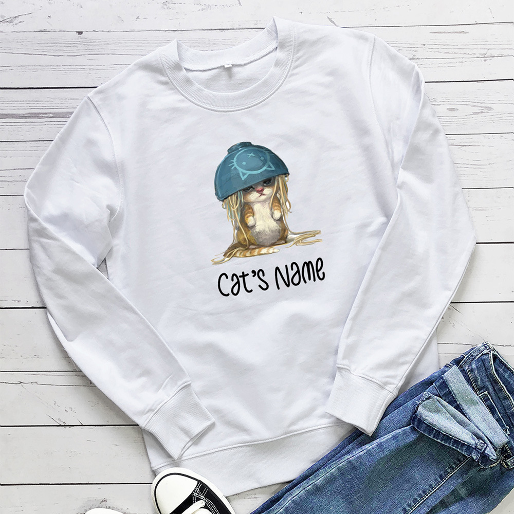 Cat's name cat noodle printed hoodie — image 3