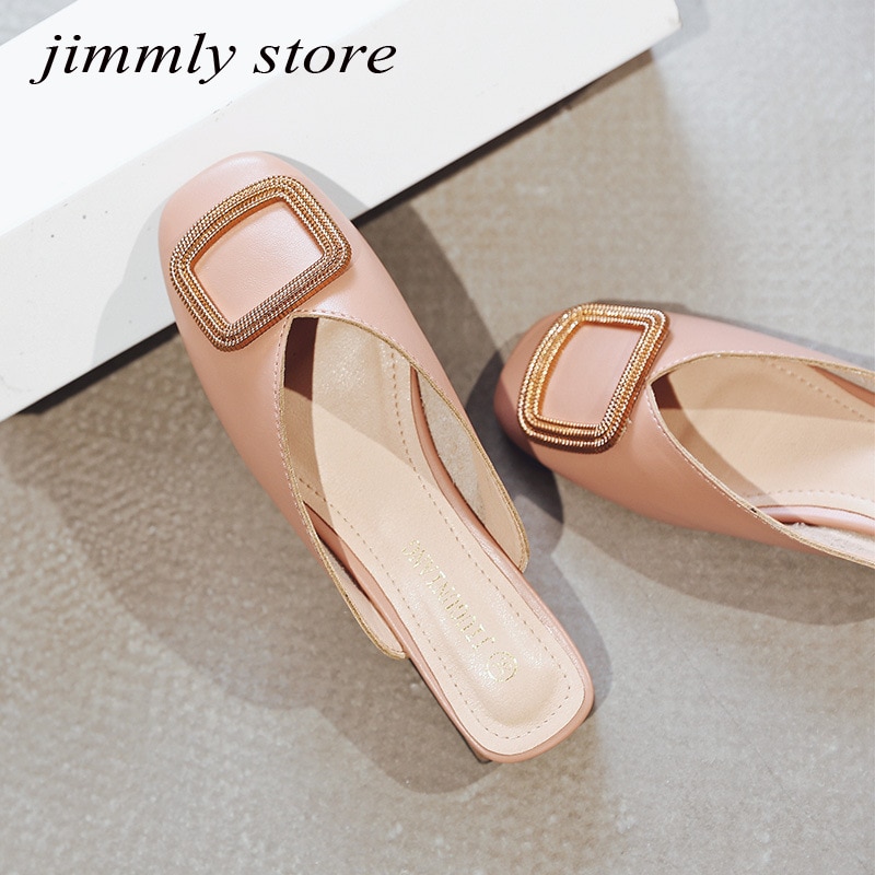 Designer Women Pumps Slippers Slip on Mules Low Heel Casual Shoes British Wooden Block Heels Summer Pumps Footwear — image 2