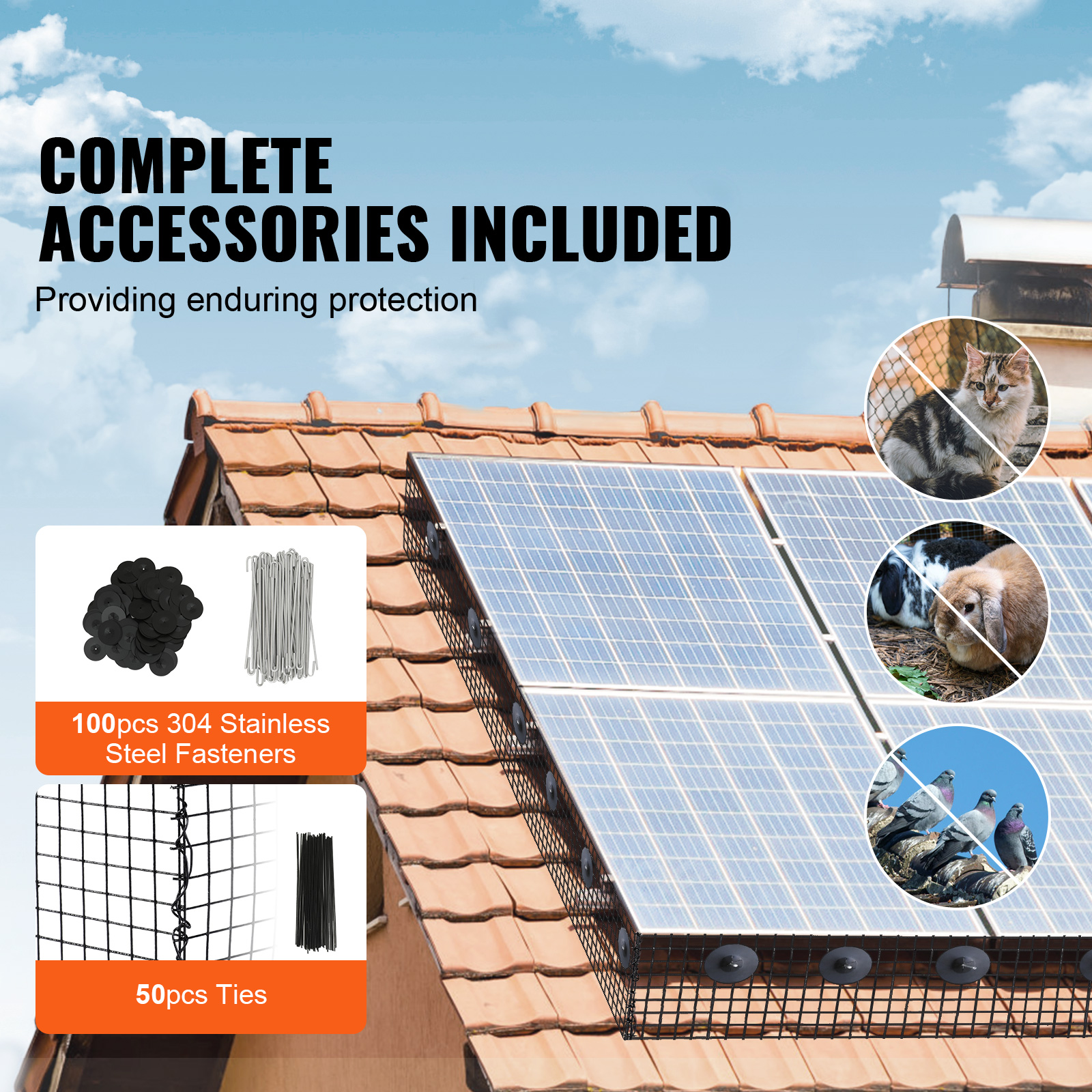Kit de Guardián de Paneles Solares para Aves y Crías con Fijaciones de Acero Inoxidable, Protección para Paneles Solares con Recubrimiento PVC Resistentes a la Corrosión — imagen 1