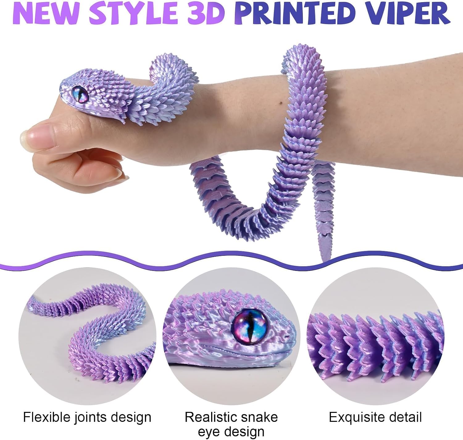 PurpleRed 30 Inch 3D Printed Snake, Executive Desk Toys — image 2