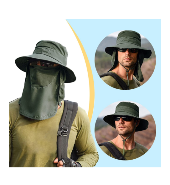 Sombrero de Alas Anchas Protección UV para Caminar, Acampar, Pescar, Safari Hombre Unisex — imagen 3