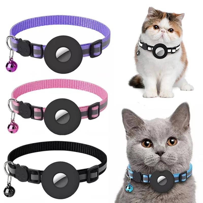Reflective Collar Waterproof Holder Case For Airtag Air Tag Airtags Protective Cover Cat Dog Kitten Puppy Nylon Collar — image 1