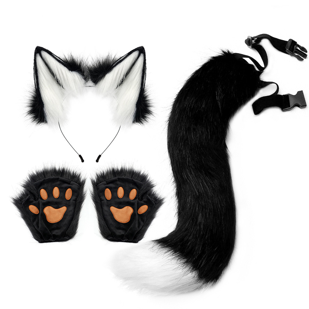 Conjunto de Disfraz para Halloween Orejas y Cola de Zorro de Peluche Falsa Accesorios de Cosplay Animales — imagen 2