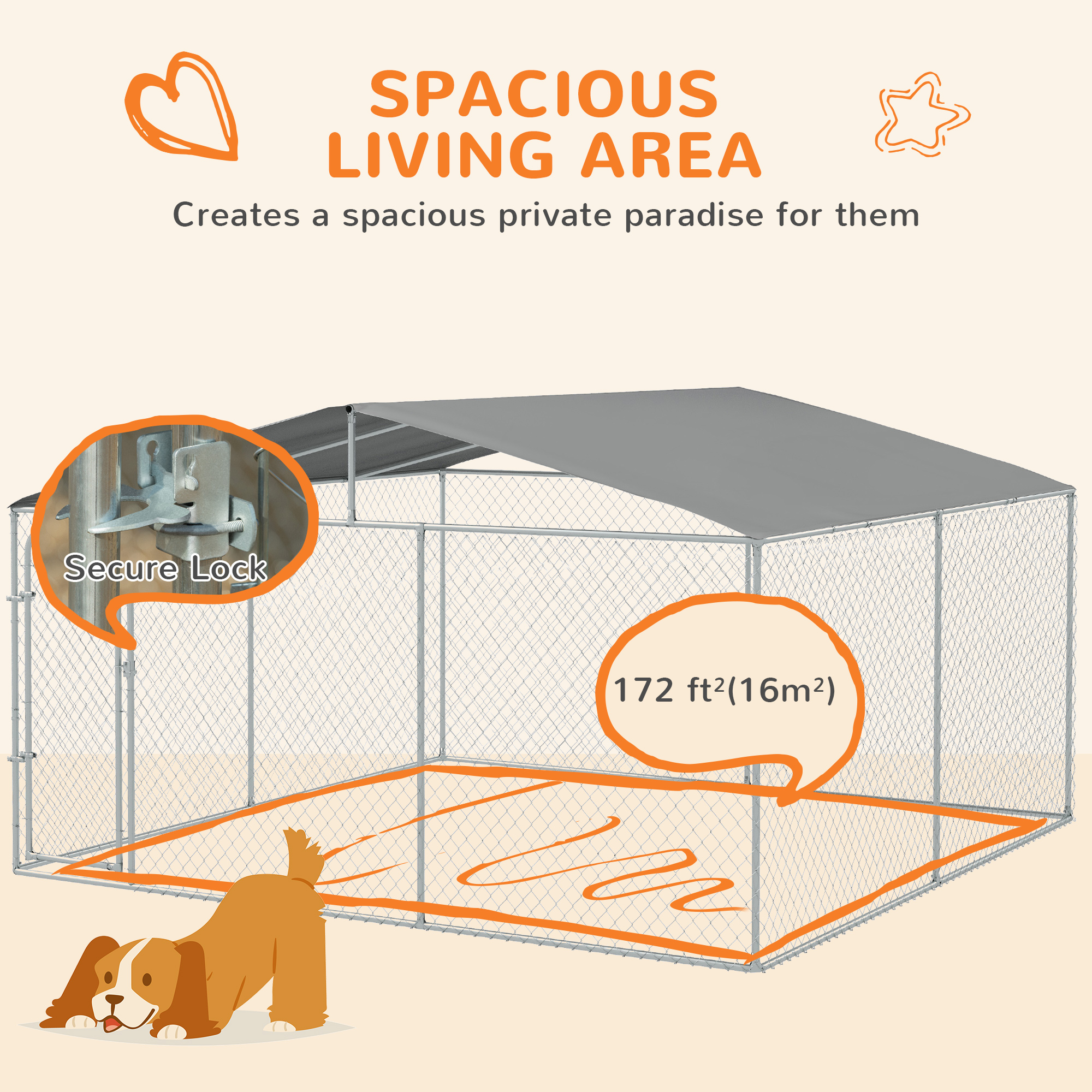 Dog Kennel Outdoor Dog Run w/ Canopy, 13 x 13 x 7.5 — image 3