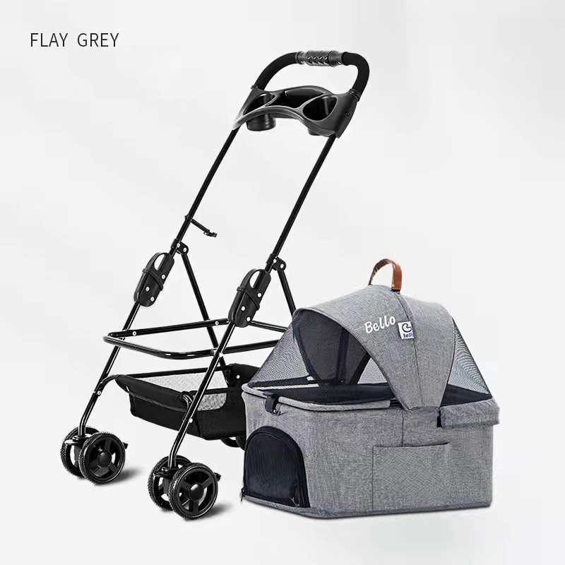 Walk The Dog Pet Stroller Teddy Dog Four Wheel Wan fold To The Stacked Stroller Cats Can Be Separated From The Stroller — image 7