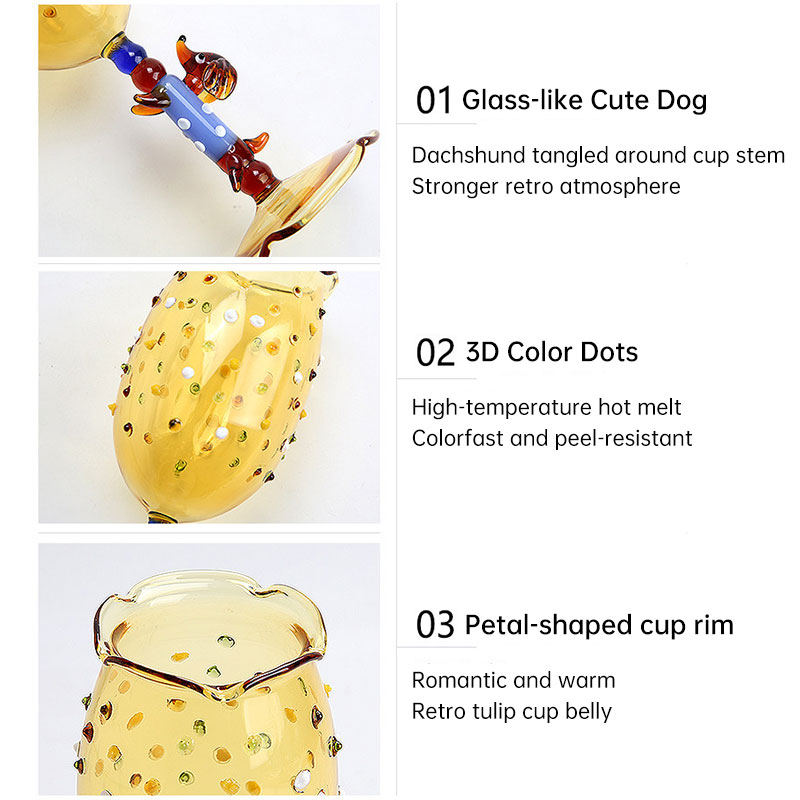 Handcrafted Dachshund Wine Glass – Cute Jelly Bean Dog Goblet, Heat-Resistant Colored Glass for Wine & Champagne — image 4
