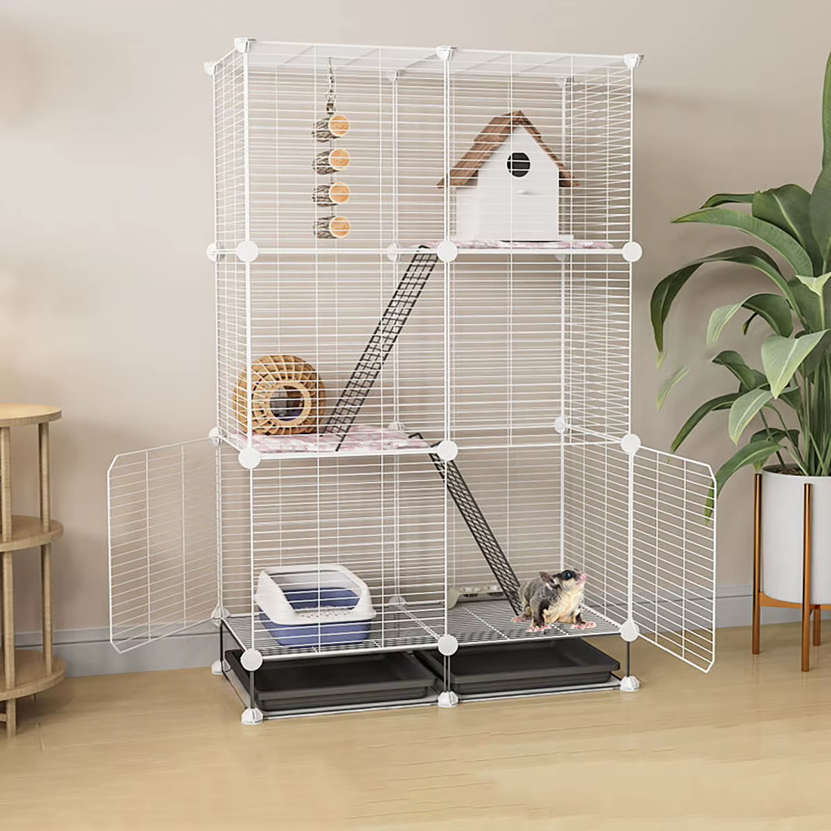 Caja para Pequeños Animales para Uso en Casa, Ahorradora de Espacio con Letrina, Caja Grande para Conejos, Caja para Glider y Ardilla con bandeja — imagen 1