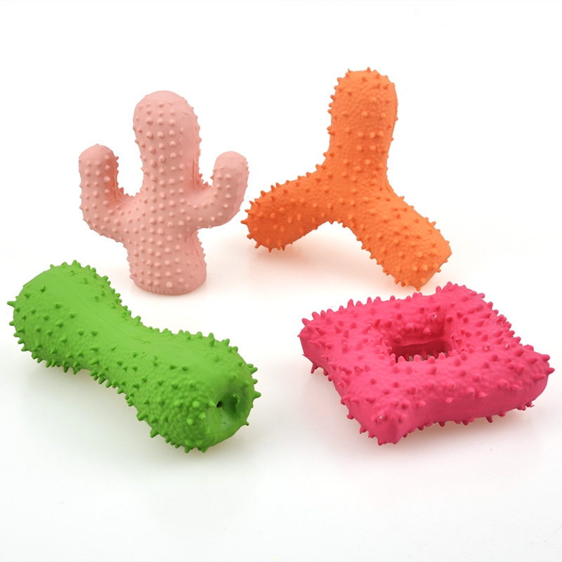 Nuevo Juguetes de Latex para Mascotas con Hueso Picado y Cuatro Esquinas Sonoro de Latex Durable Toy para Limpiar Dientes del Perro — imagen 4