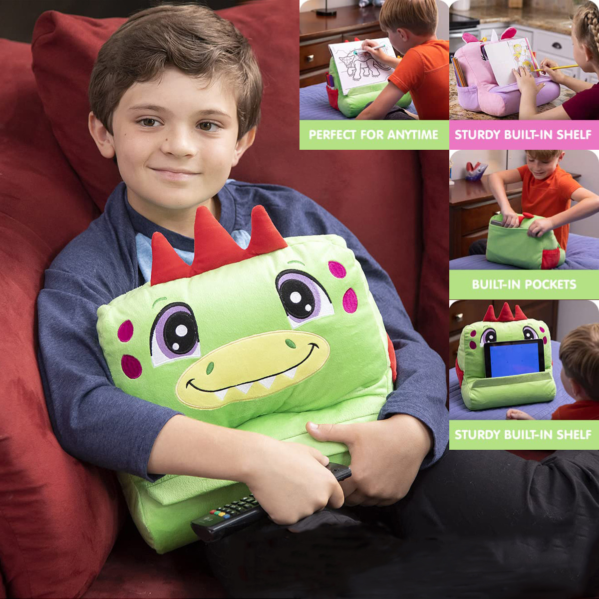 Unicorn Cartoon Pillow iPad Tablet Computer Phone Stand Animal Pillow Children's Plush Lazy Reading Pillow — image 1