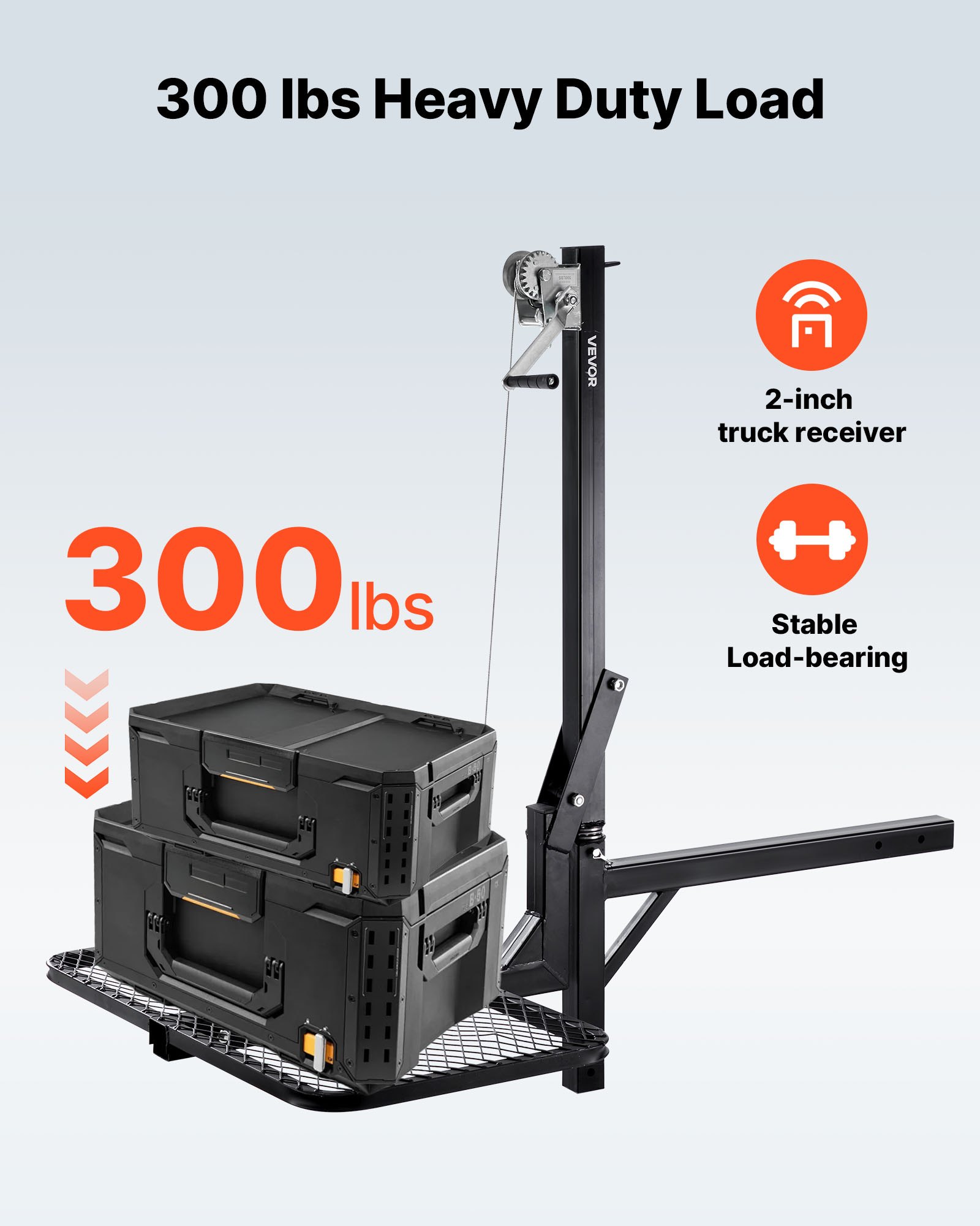 Hitch Deer Hoist With Lifting System Platform, 300 Lbs Load Capacity, Game Hoist Winch Lift With 2-inch Receiver, 360-Degree Swivel Shaft & Foldable, Hitch-Mounted Deer Hanger For Moving Game — image 5
