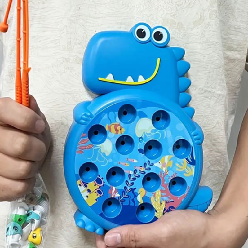 Juego de Pesca Magnética con Dinosaurios: Conjunto Educativo Bicapa para Niños con 12 Peces y 2 Cañas — imagen 6