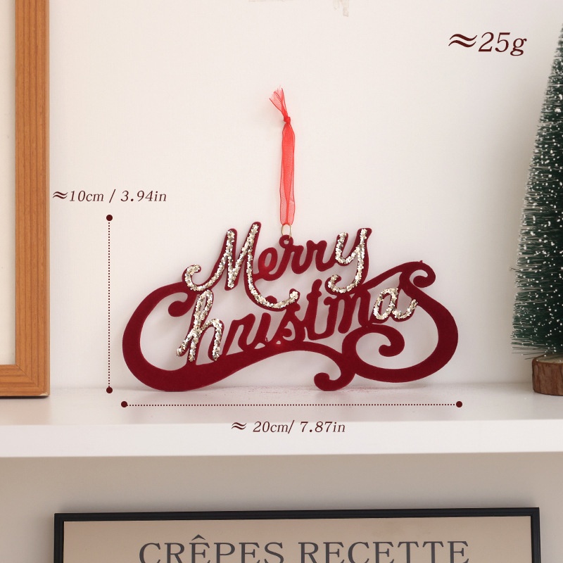 Adorno Navideño de Tela Rojo con Arco y Ciervo para Colgar — imagen 4