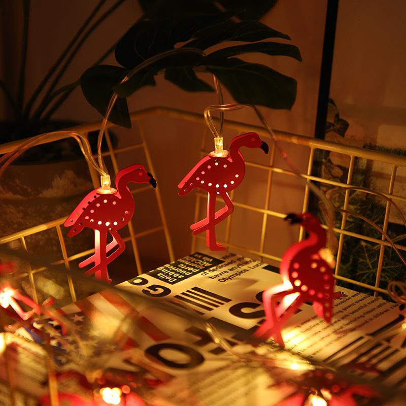 HobbyLane Pink Iron Flamingos Shape Battery Powered Garden String Light Christmas Holiday Party Girl Room Decoration — image 3