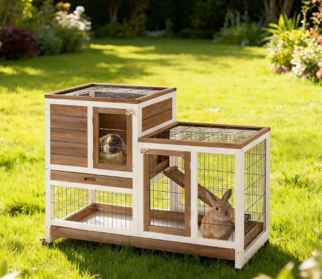 Caja de Conejo en Madera con Ruedas para Cangrejos — imagen 3