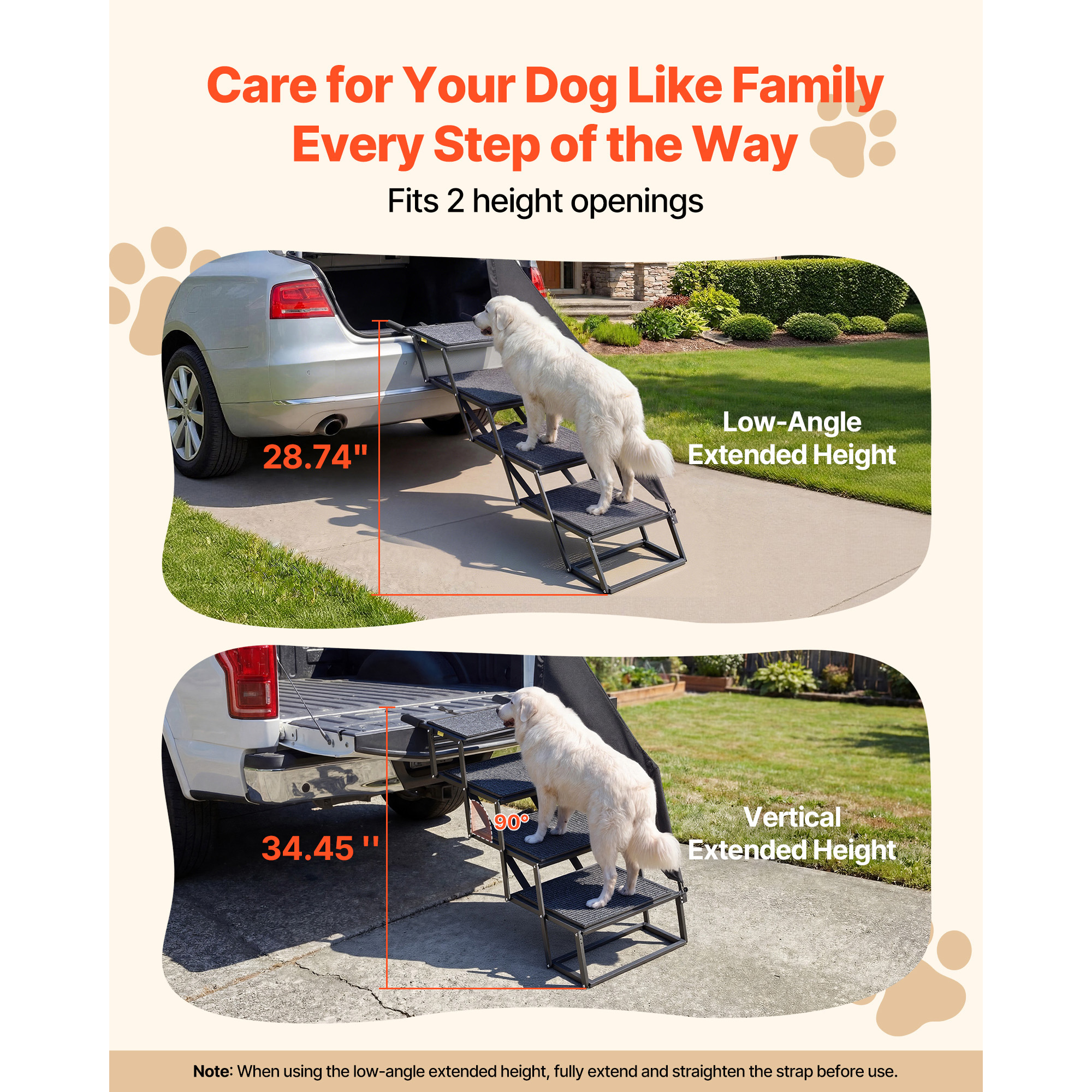 Dog Stairs For Car, 4 Steps Extra Wide Foldable Dog Ramp For Large Dogs With Non-Slip Rug Surface, Portable Lightweight Pet Ladder For Car, SUV, Truck, High Beds, Sofas, Support Up To 400 Lbs — image 3