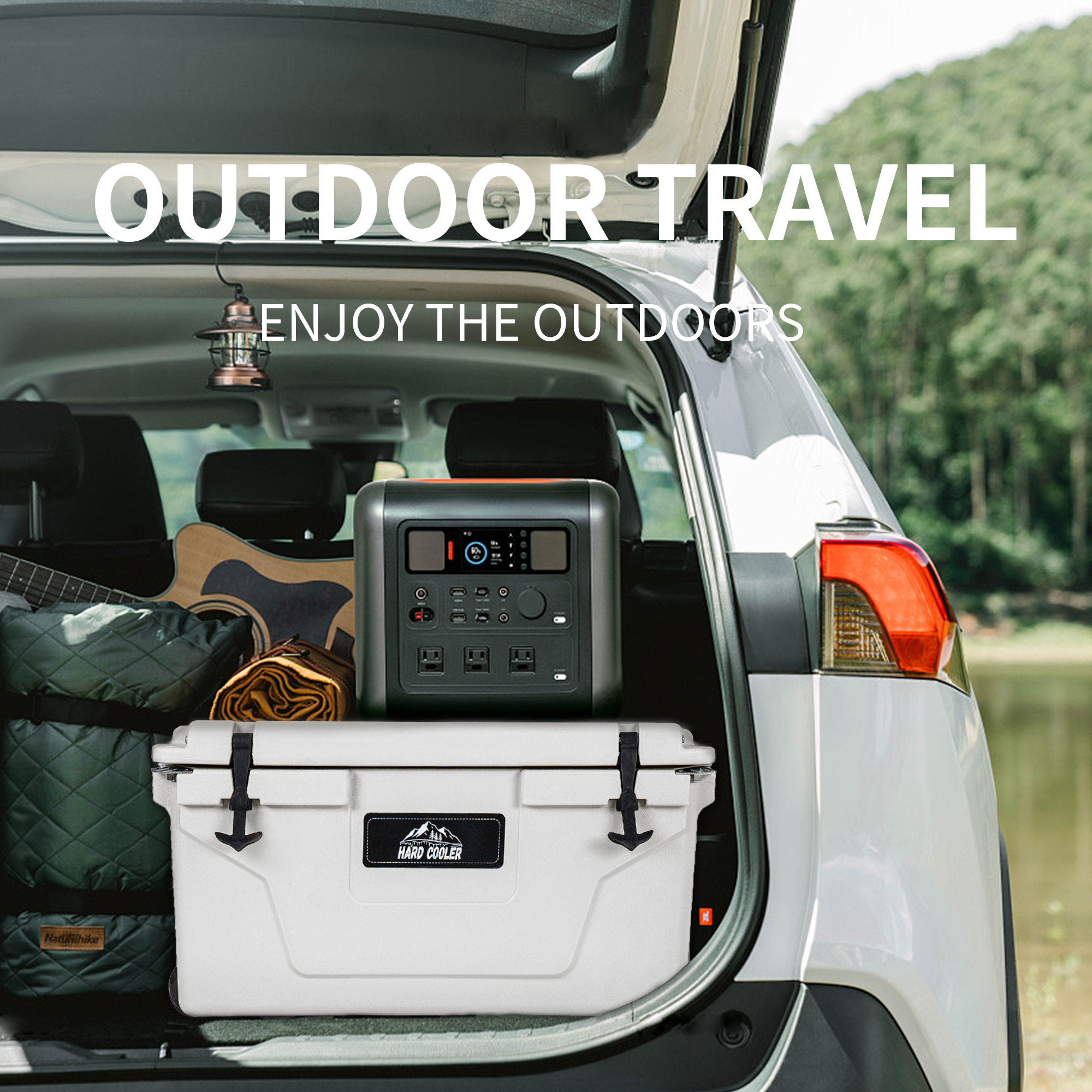 Nevera portátil de camping y pesca blanca de 65QT aislada — imagen 8