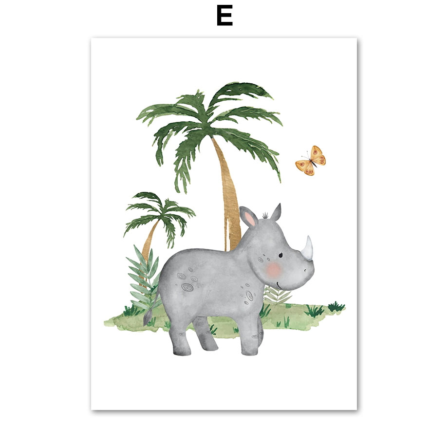 Naturaleza de Selva - Jardín de Animales de León, Elefante y Jirafa en Lienzo de Pared — imagen 5