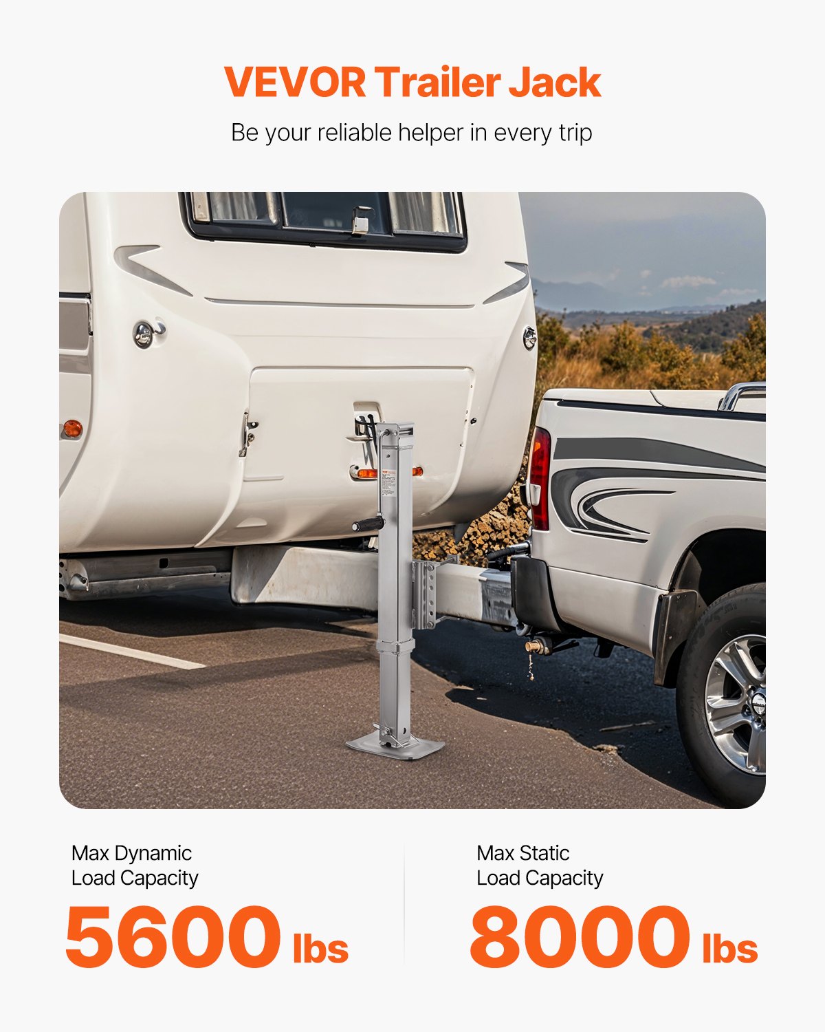 Trailer Jack, 8000 Lbs Static Load Capacity, Heavy Duty Swivel Bolt-on Trailer Jack, 28.5" Lift Trailer Jack Stand With Handle For RV Trailer, Horse Trailer, Utility Trailer, And Yacht Trailer — imagen 2