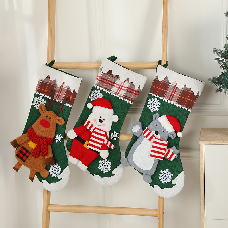 Christmas Day Decoration Cartoon Old Man Elk Snowman Window Decoration Cute Home Christmas Style Gift Bag Hanging Socks — image 1