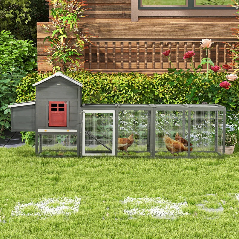 Extra Large Chicken Coop With Asphalt Roof, Wooden Hen Run With Slide-Out Tray And Nesting Box, Chicken Hutch For 3-6 Chickens, GrayMultiple Packages — imagen 5
