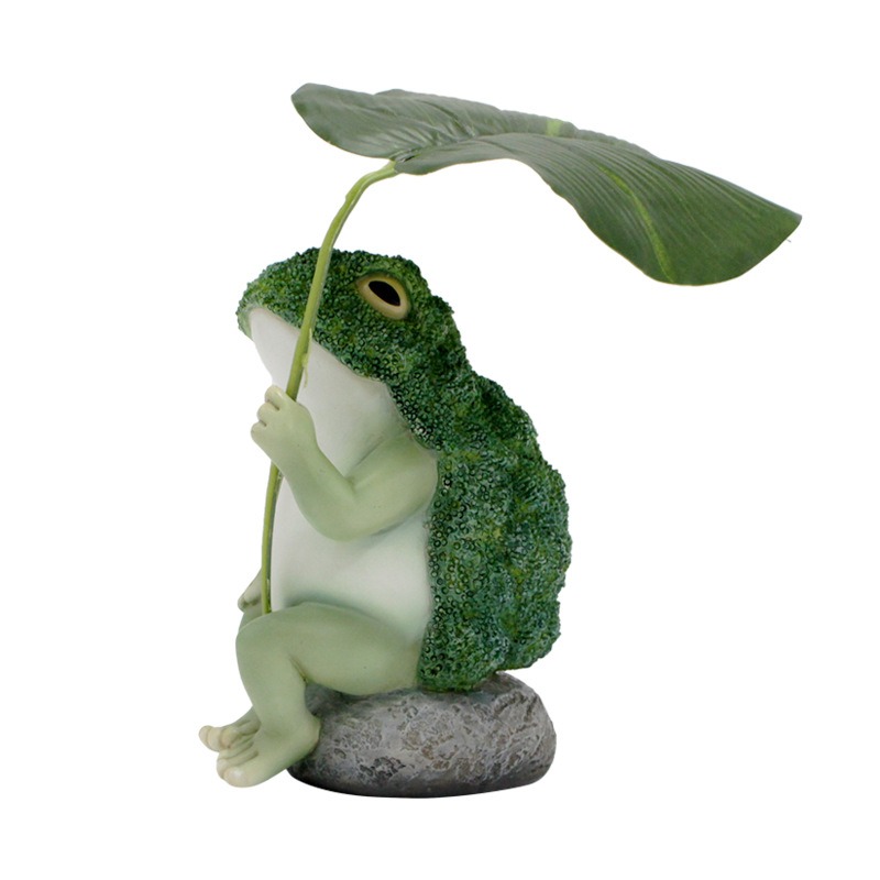 Ornamento de rana de brocoli para jardín de patio paisaje animal roca — imagen 1