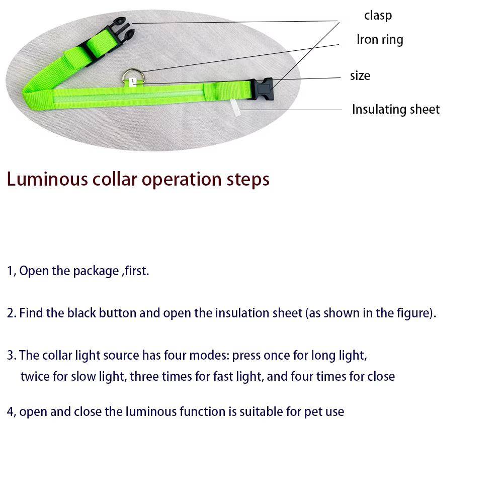 Llave de perro con led y efecto flash de seguridad para noche, nylon brillante fluorescente y luminoso para mascotas caninas — imagen 5