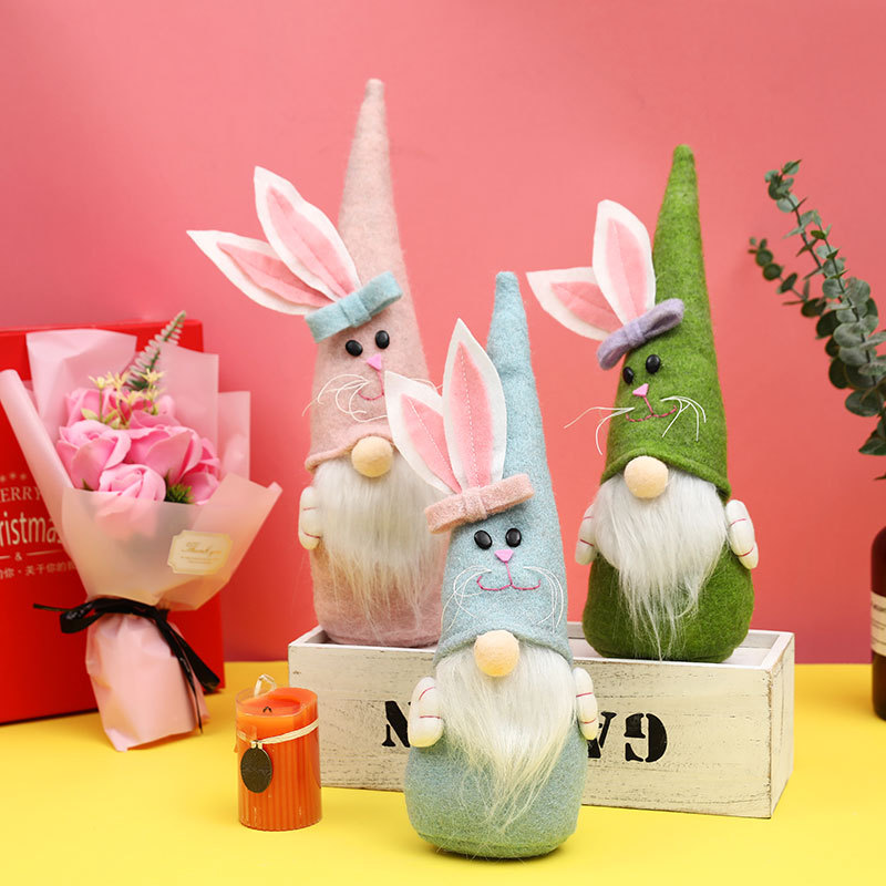 Easter decorations pointed hats cute rabbit faceless dolls home decoration gnome doll ornaments — image 4
