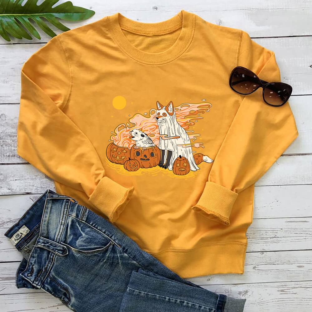 Dog Pumpkin Printed Halloween Hoodie — imagen 8