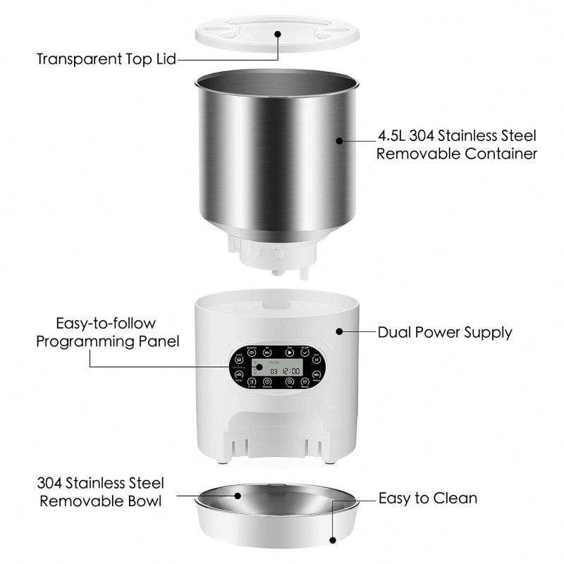 Double Meal Feeder Double Meal Tray Stainless Steel Feeder Automatic Feeder Pet Feeder — image 10