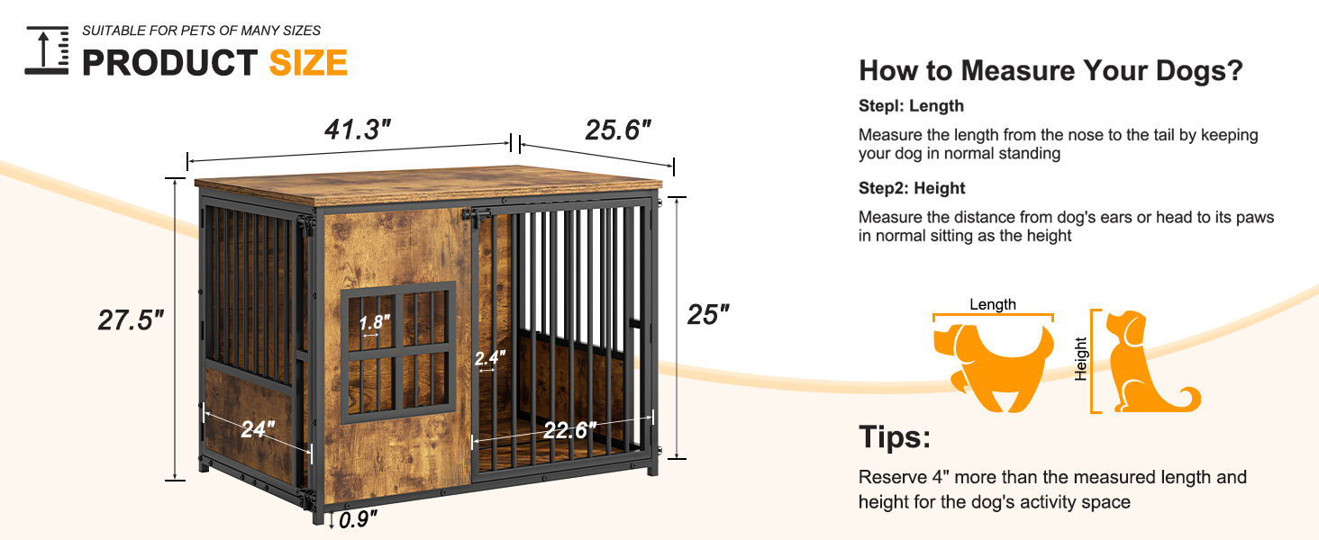 Wooden Dog Crate Furniture, Large Dog Kennel with Storage Top, Indoor Pet Cage — image 13