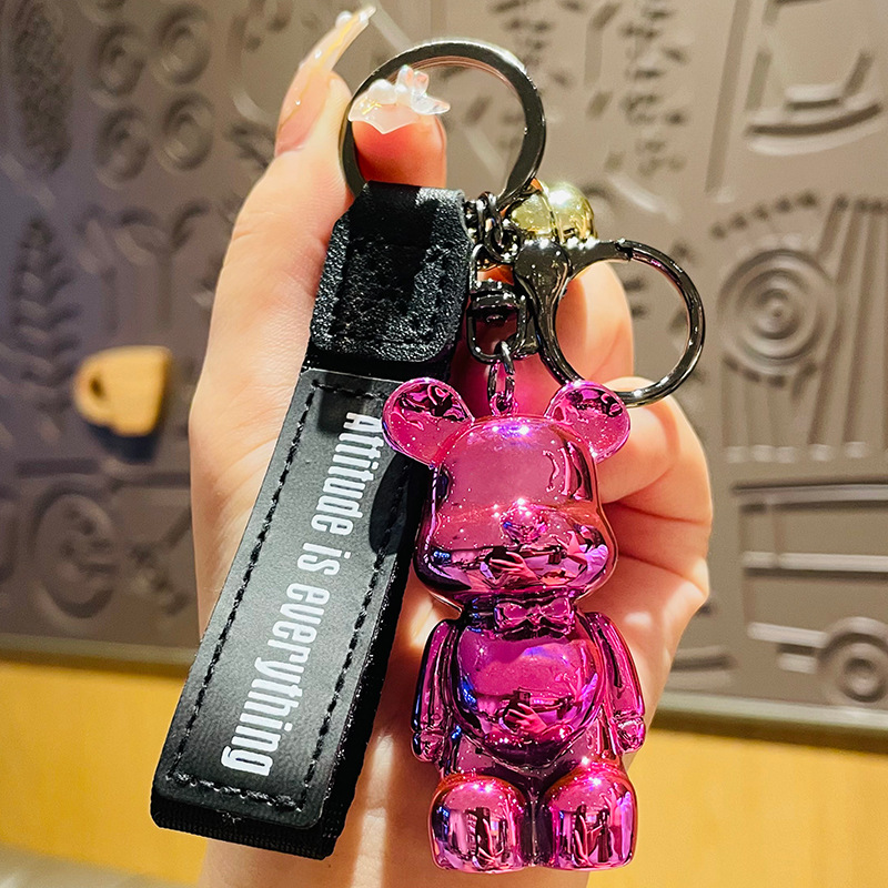 Llavero de Oso con Moño Colorido de Caricatura, Moda para Niñas, Adorable Estilo Viral, Ornamento para Llaves de Auto, Colgante para Mochila Escolar — imagen 8