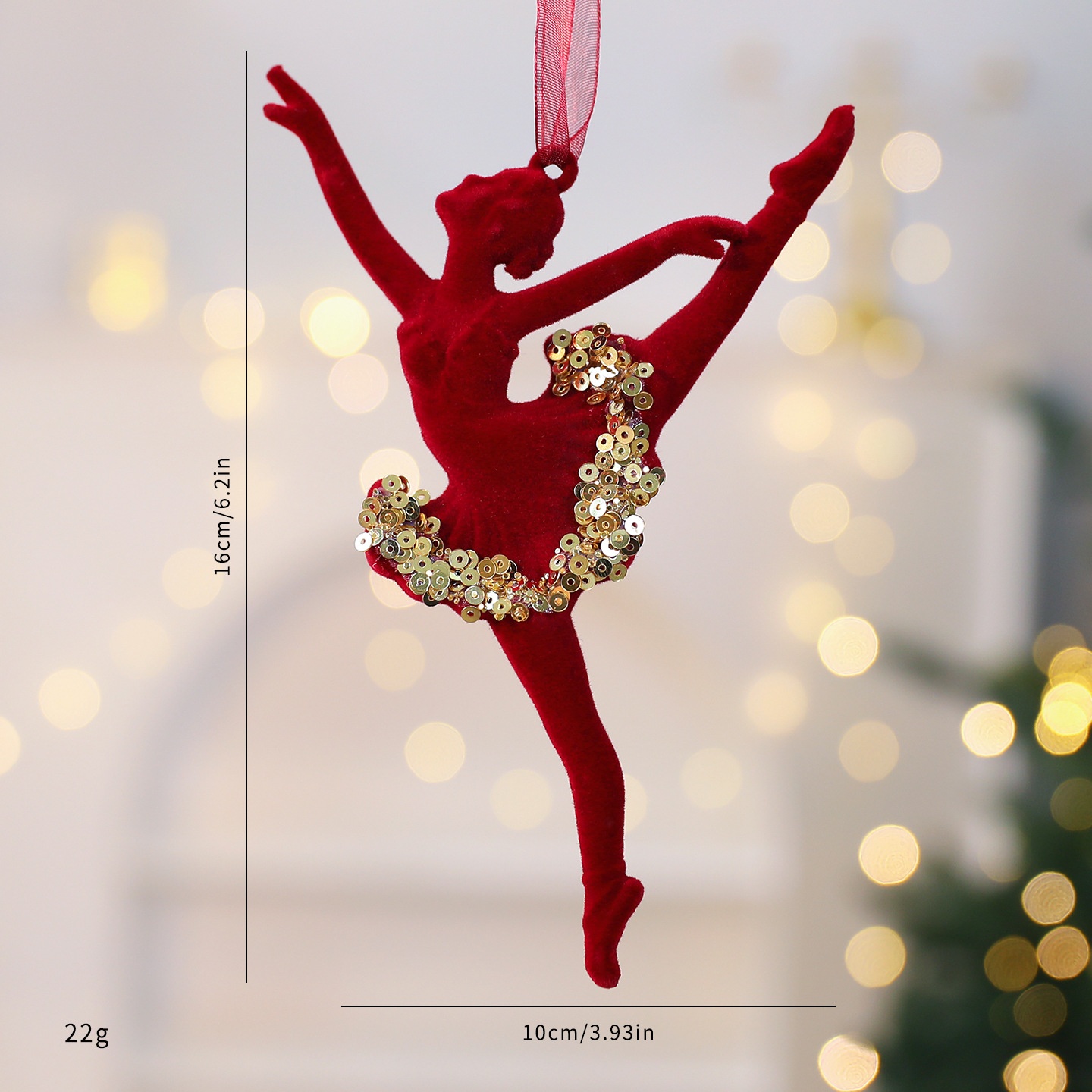 Christmas Decoration Velvet Red Wreath Bow Deer Ornament Tree Hanging Decor — imagen 17