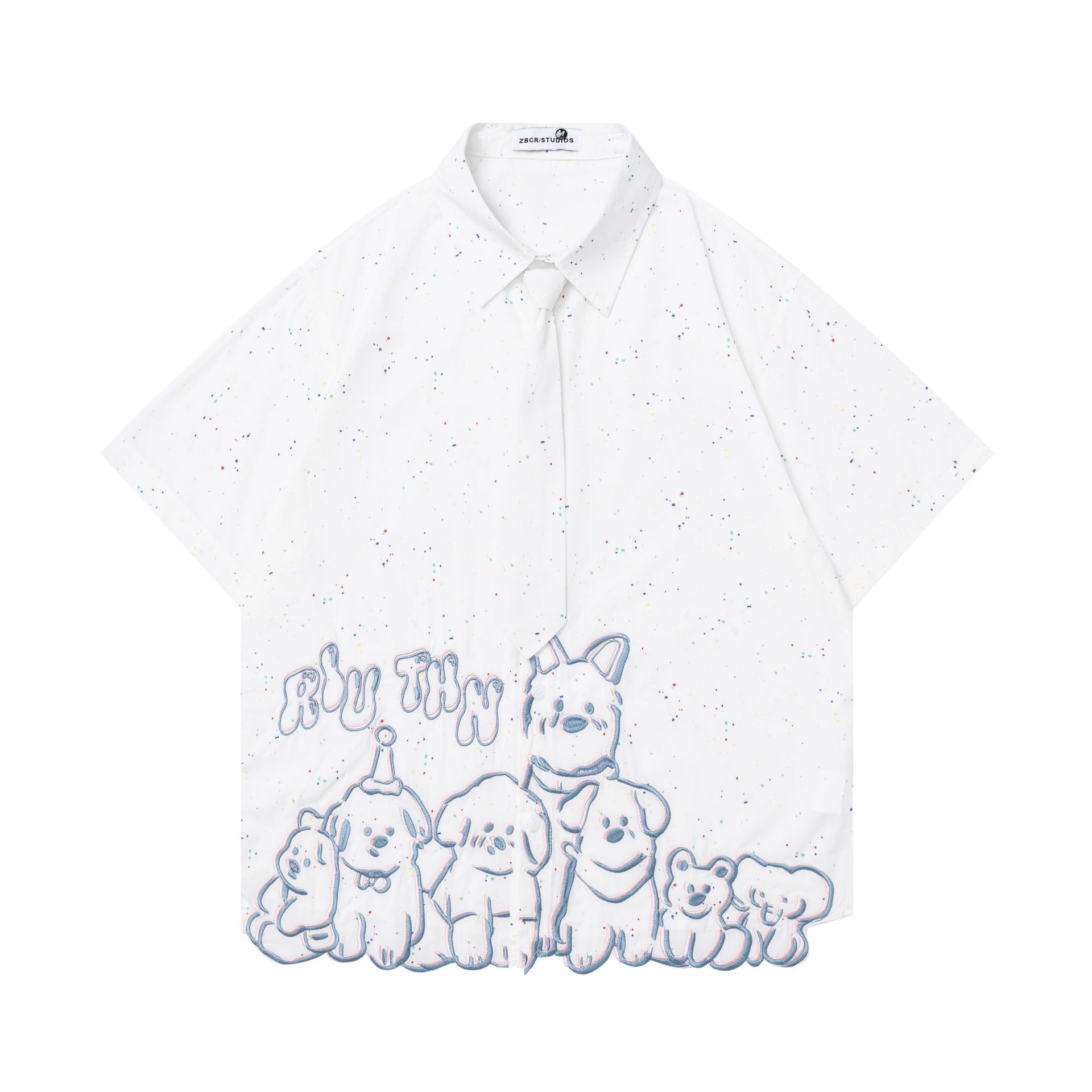 Small dog embroidery color dot short sleeved shirt — image 2