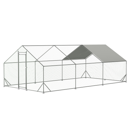 Large Metal Chicken Coop, Walk-in Chicken Run, Galvanized Wire Poultry Chicken Hen Pen Cage, Rabbits Duck Cages With Waterproof And Anti-Ultraviolet Cover For Outside10 L X 20W X 6.56H — imagen 2