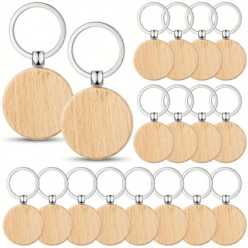 Set de 30 Llaveros de Madera - Llaveros Redondos de Madera Artesanales, Ideales para Manualidades, Sets Personalizables para Hacer Llaveros, Llaves de Auto, Etiquetas para Mochila, Accesorios para Mascotas y Decoraciones Navideñas — imagen 13